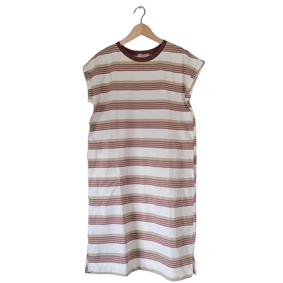 Polygraph Striped Cap Sleeve T-shirt Dress - Picture 1 of 6